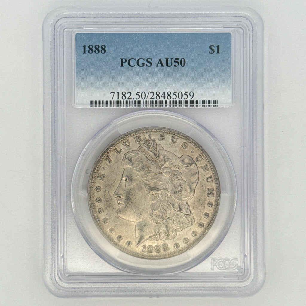 1888 Morgan Silver Dollar AU50 PCGS Graded