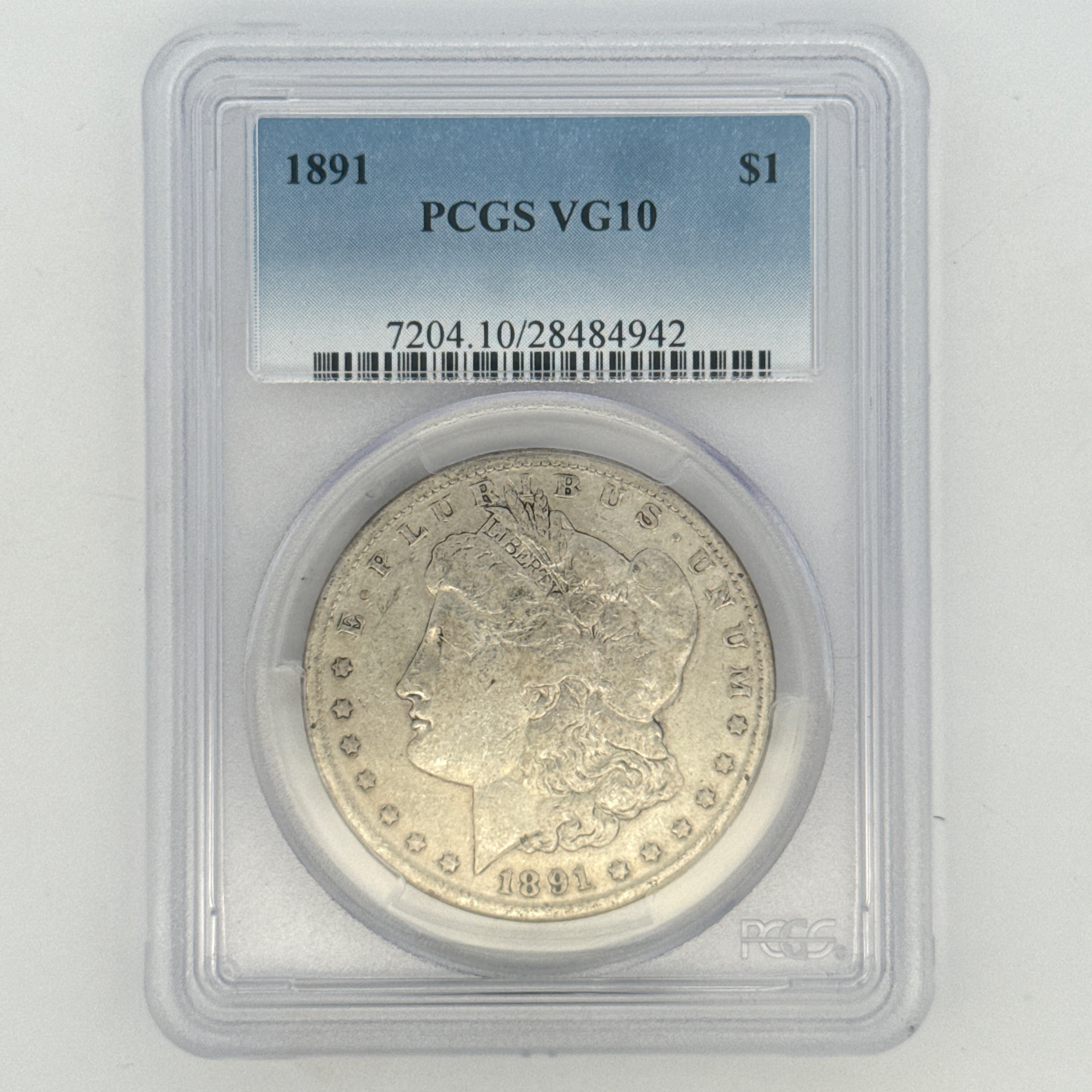 1891 Morgan Silver Dollar VG10 PCGS Graded