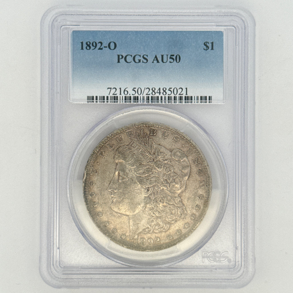 1892 Morgan Silver Dollar AU50 PCGS Graded