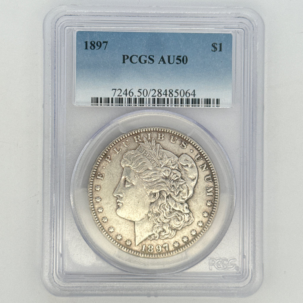 1897 Morgan Silver Dollar AU50 PCGS Graded