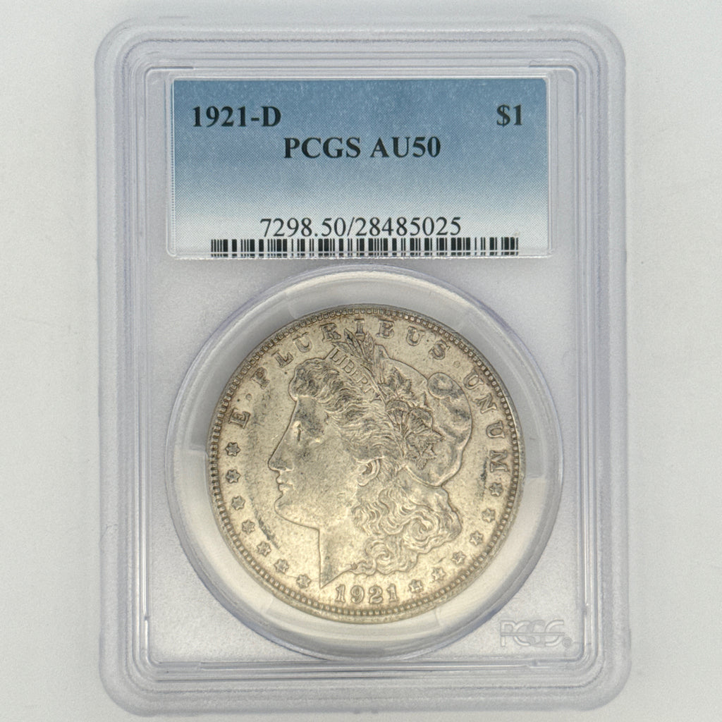 1921-D Morgan Silver Dollar AU50 PCGS Graded