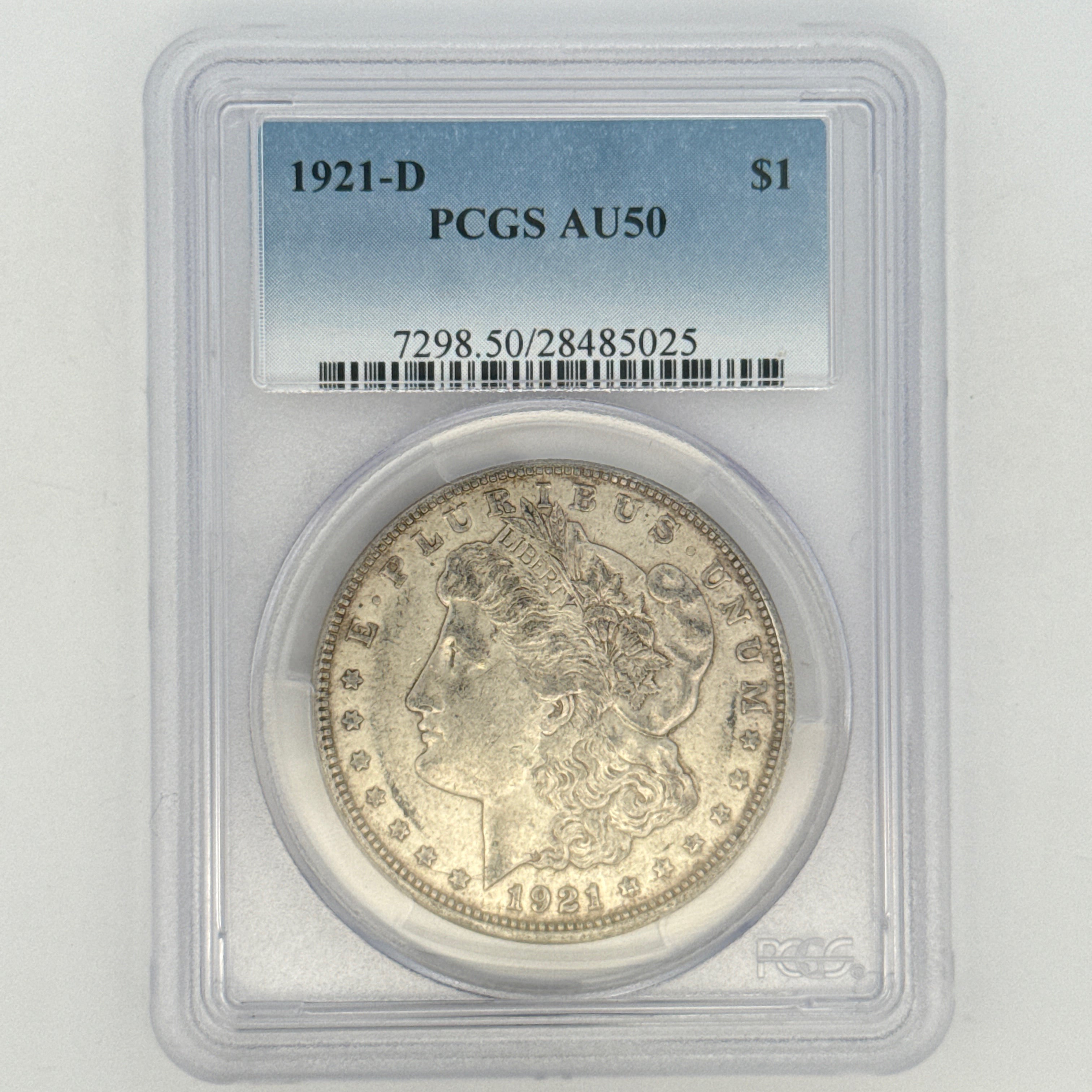 1921-D Morgan Silver Dollar AU50 PCGS Graded