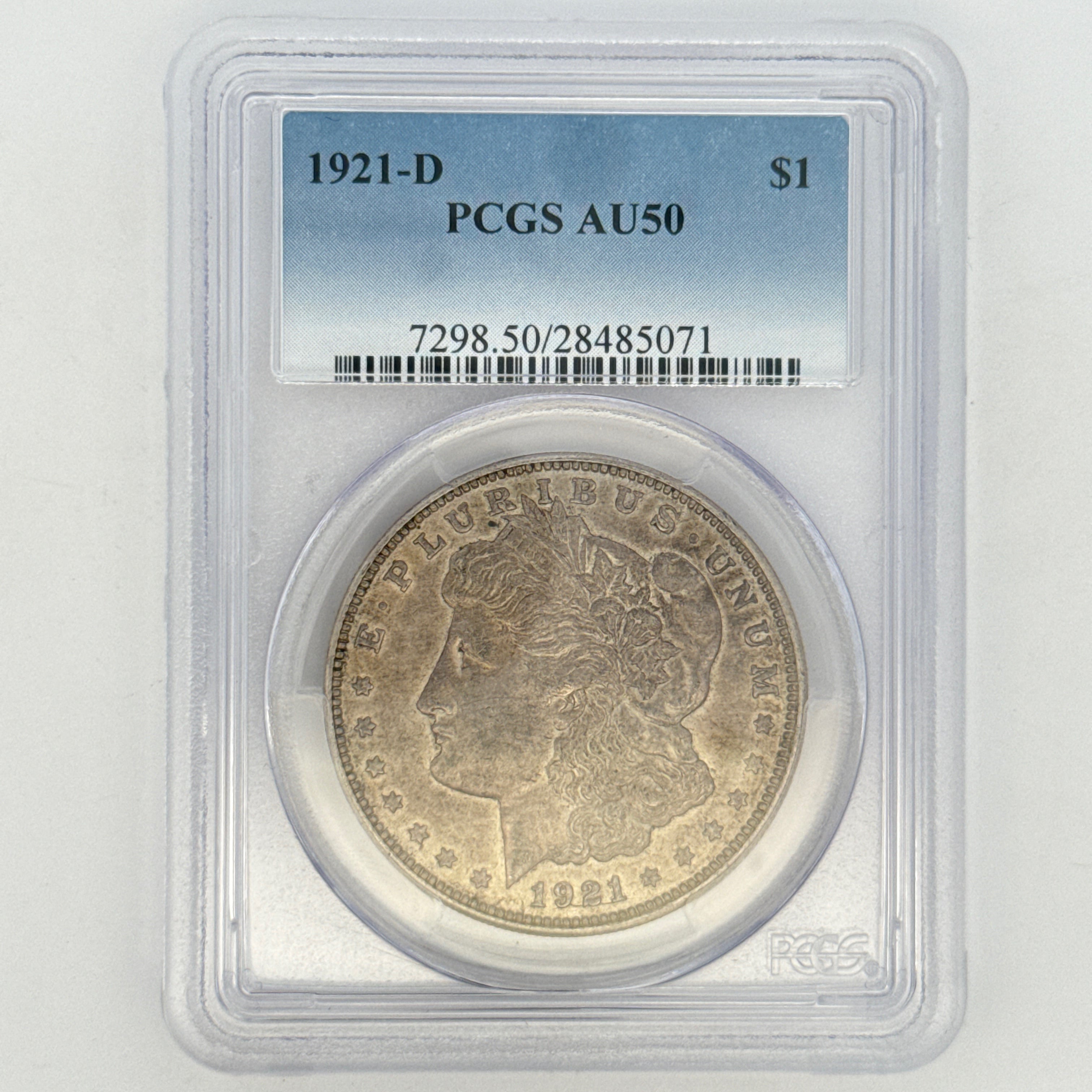 1921-D Morgan Silver Dollar AU50 PCGS Graded