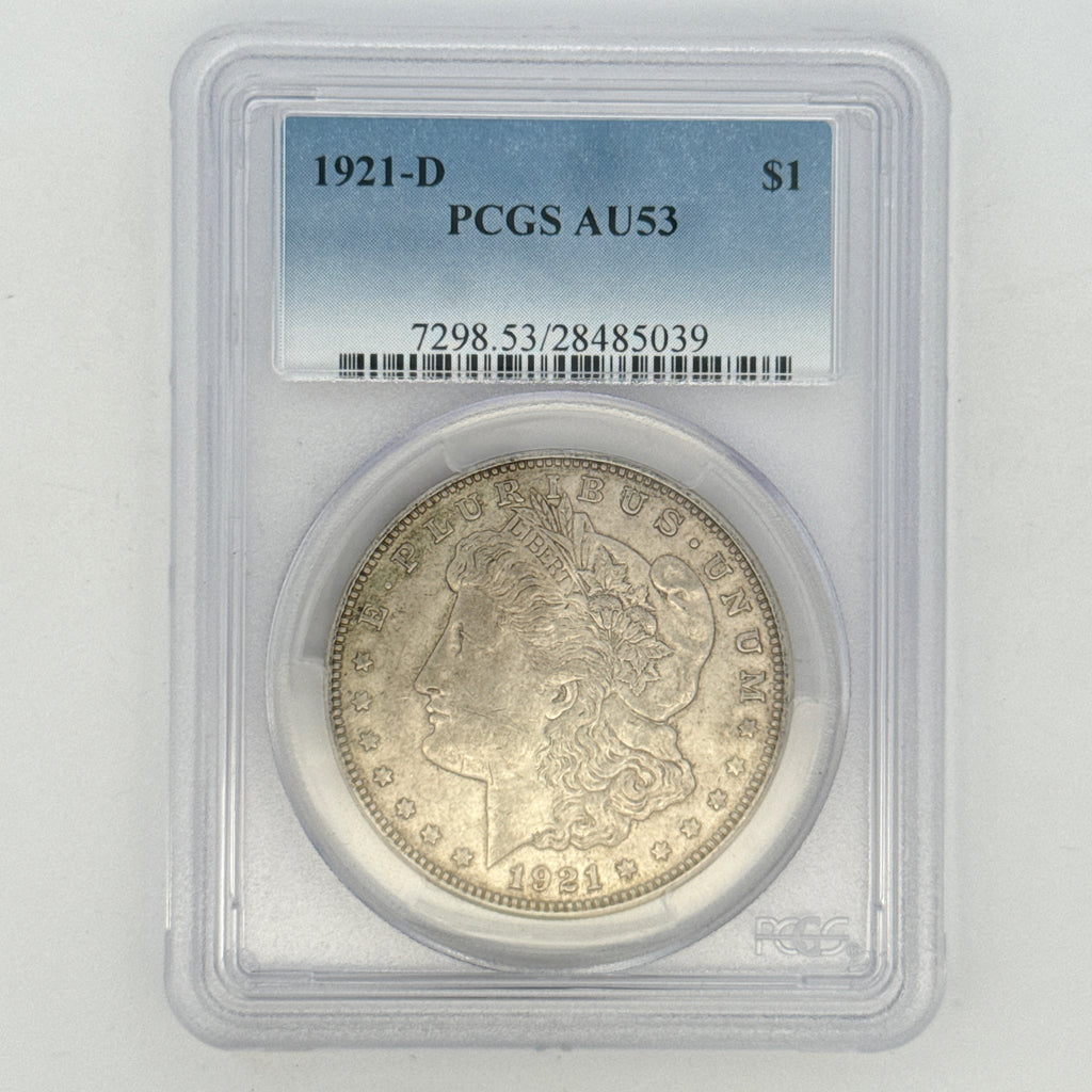 1921-D Morgan Silver Dollar AU53 PCGS Graded