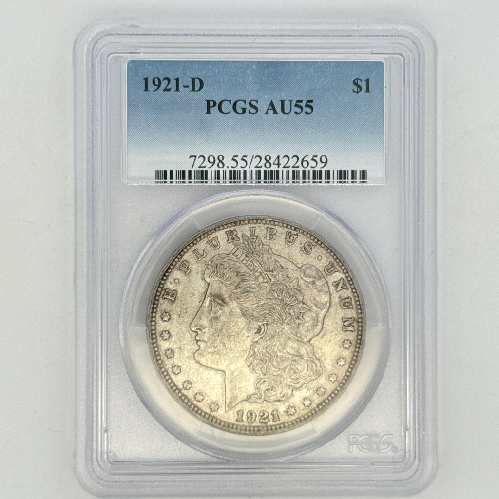 1921-D Morgan Silver Dollar AU55 PCGS Graded