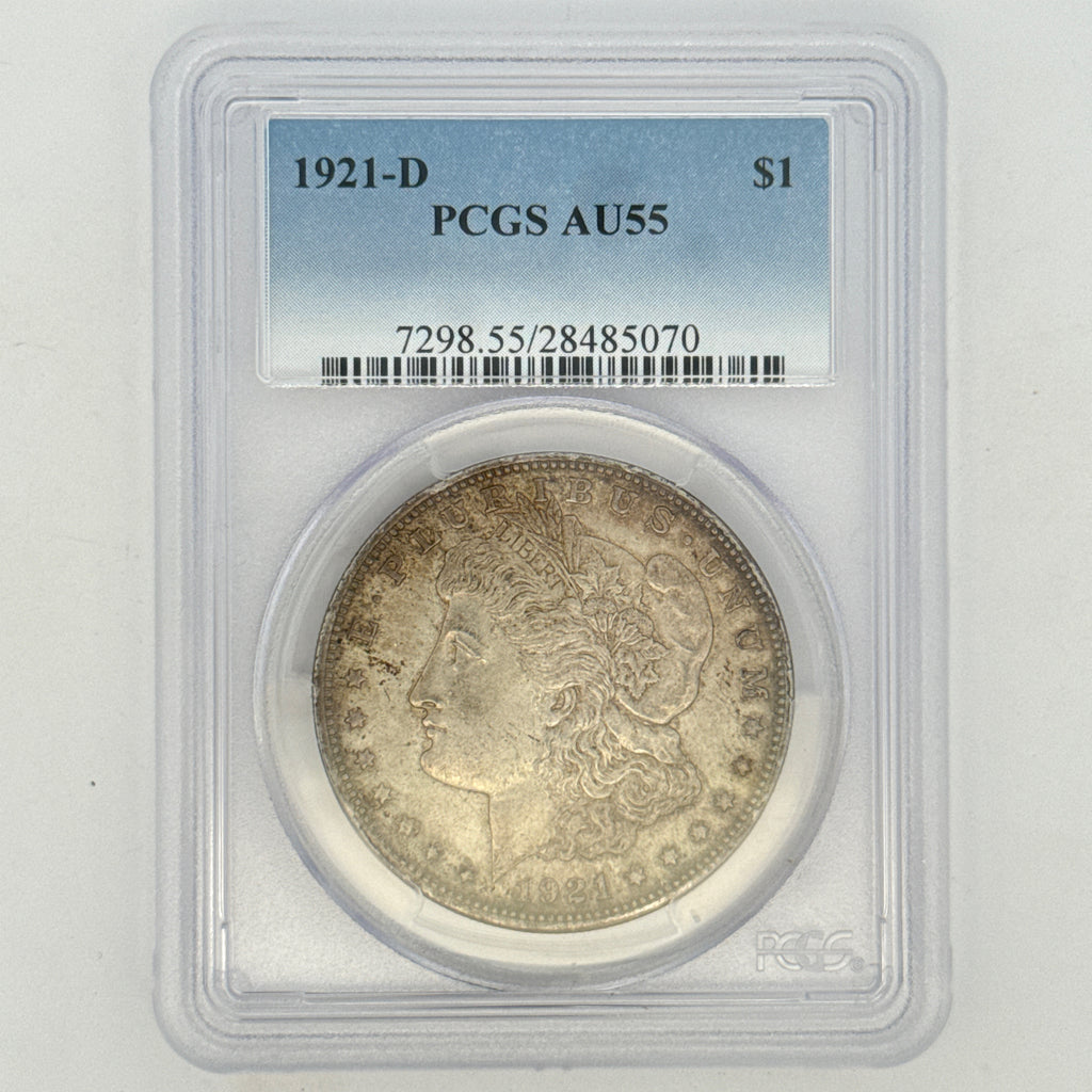 1921-D Morgan Silver Dollar AU55 PCGS Graded