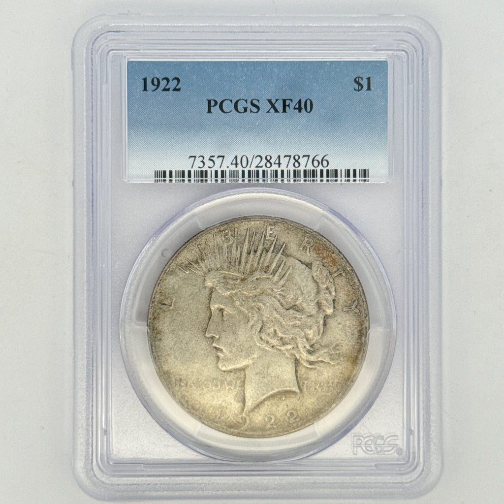 1922 Peace Silver Dollar XF40 PCGS Graded