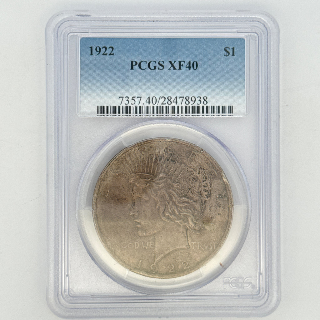1922 Peace Silver Dollar XF40 PCGS Graded
