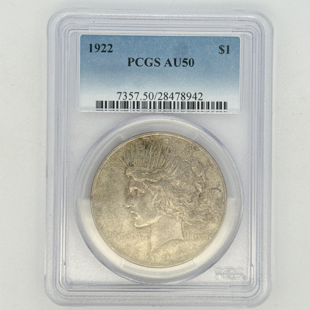 1922 Peace Silver Dollar AU50 PCGS Graded