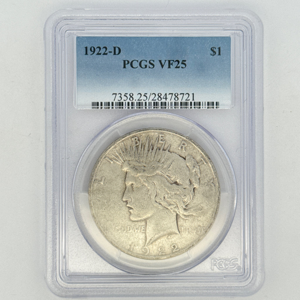 1922-D Peace Silver Dollar VF25 PCGS Graded