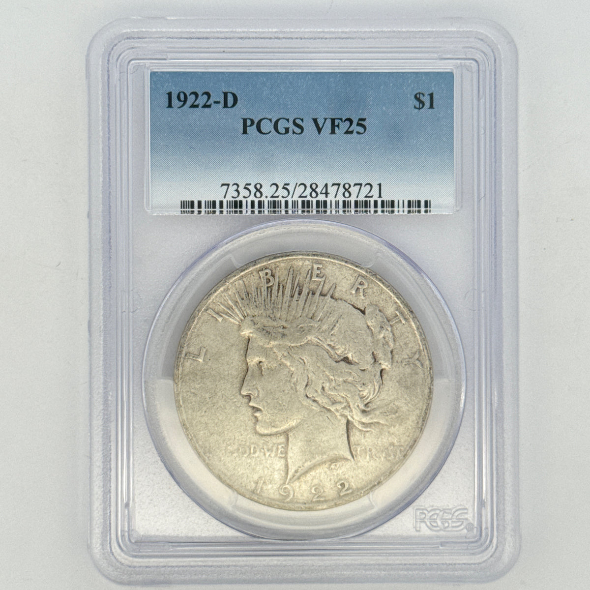 1922-D Peace Silver Dollar VF25 PCGS Graded