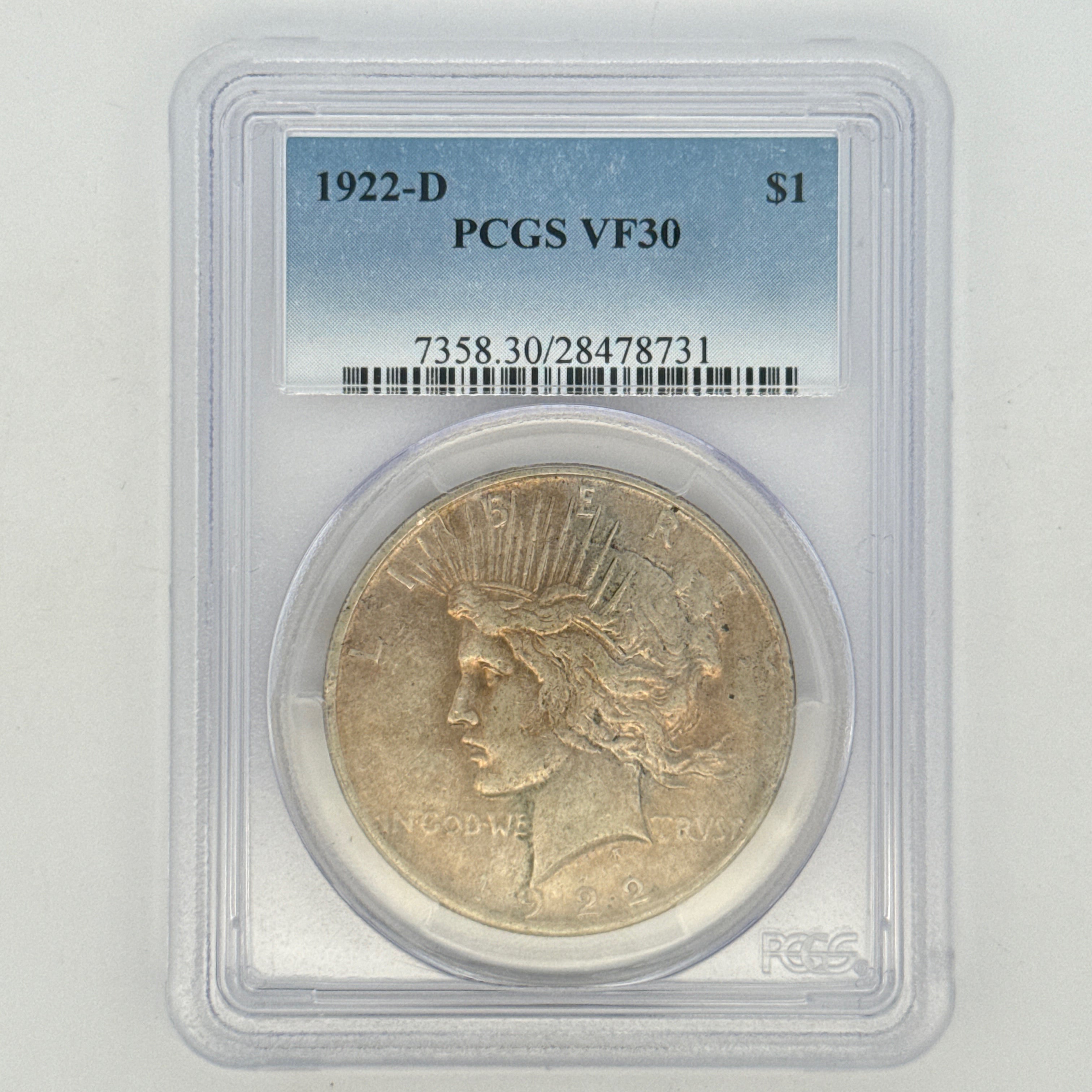 1922-D Peace Silver Dollar VF30 PCGS Graded