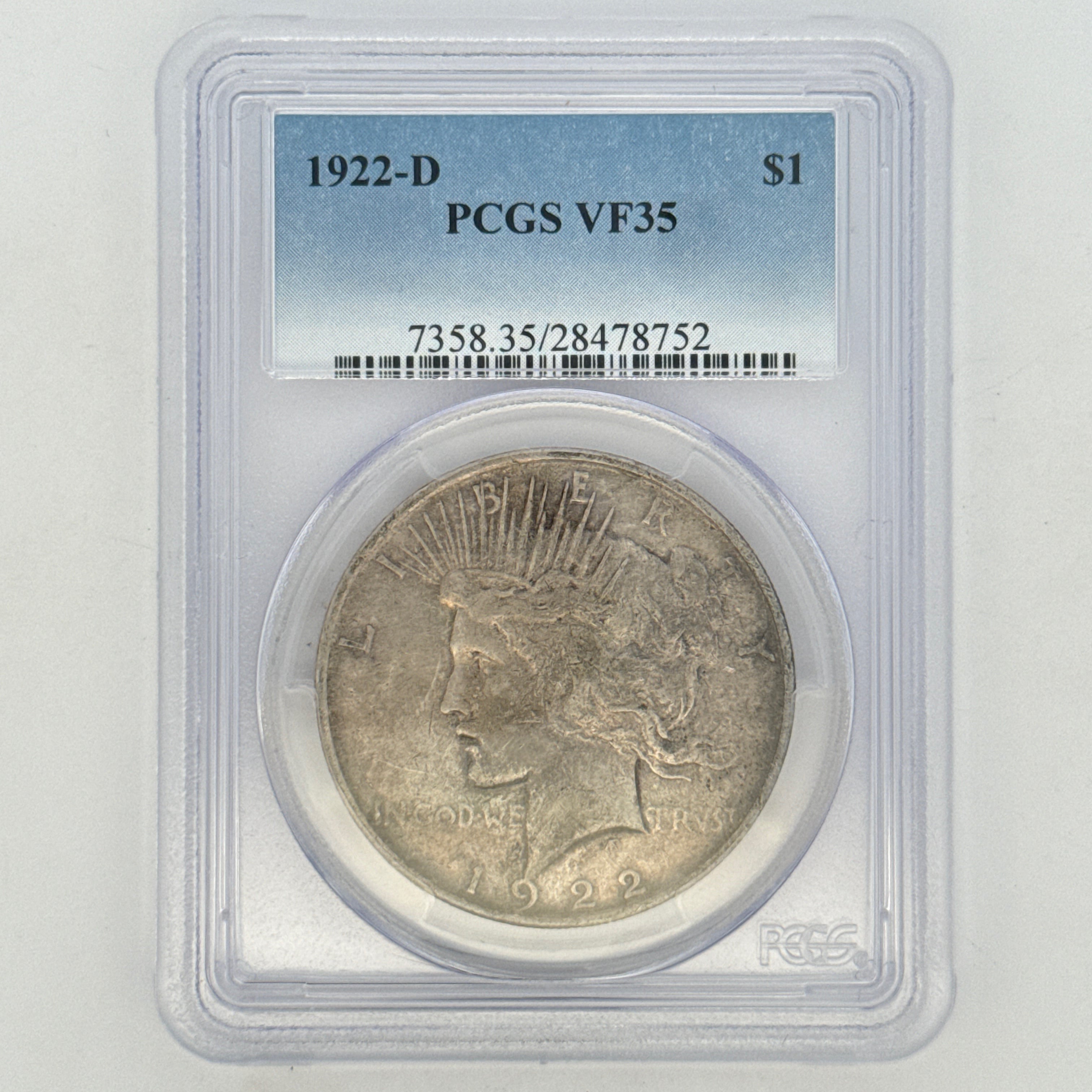 1922-D Peace Silver Dollar VF35 PCGS Graded