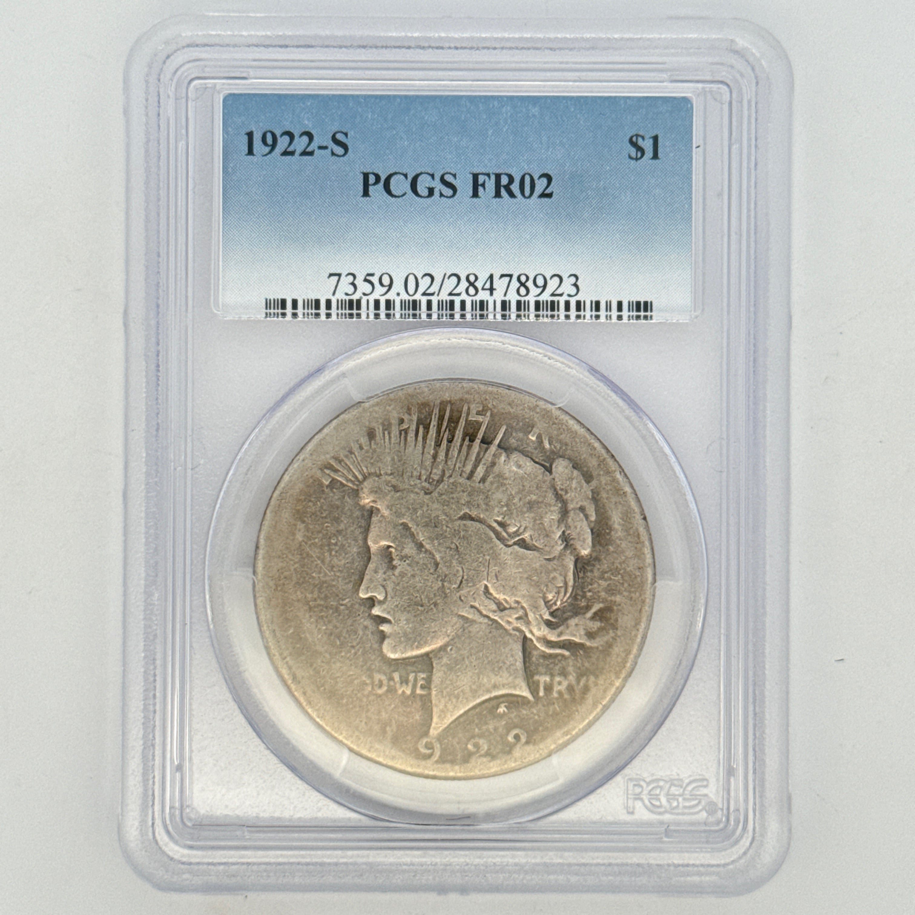 1922-S Peace Silver Dollar FR-2 PCGS Graded