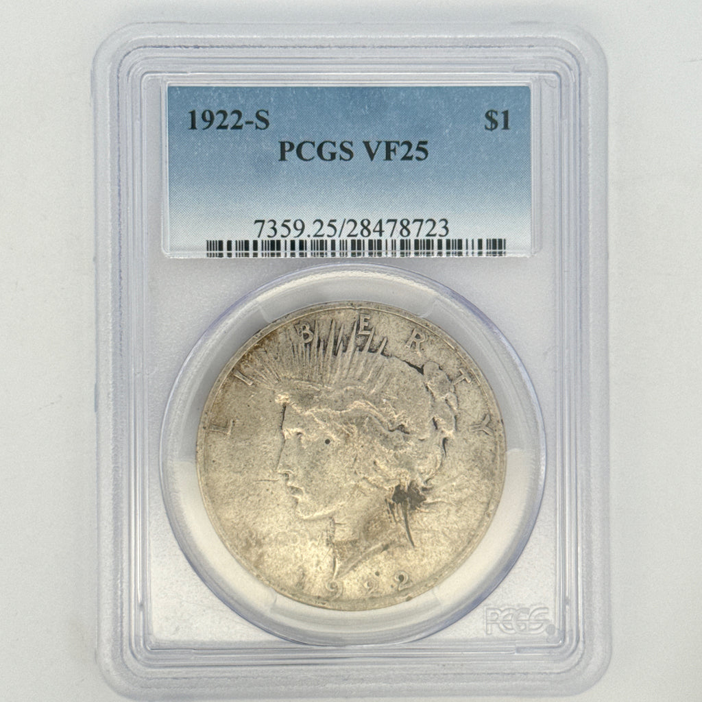 1922-S Peace Silver Dollar VF25 PCGS Graded