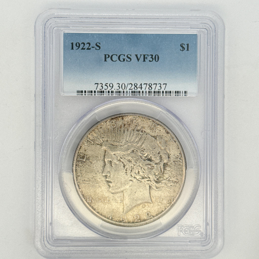 1922-S Peace Silver Dollar VF30 PCGS Graded
