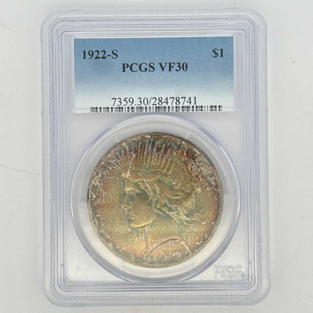 1922-S Peace Silver Dollar VF30 PCGS Graded