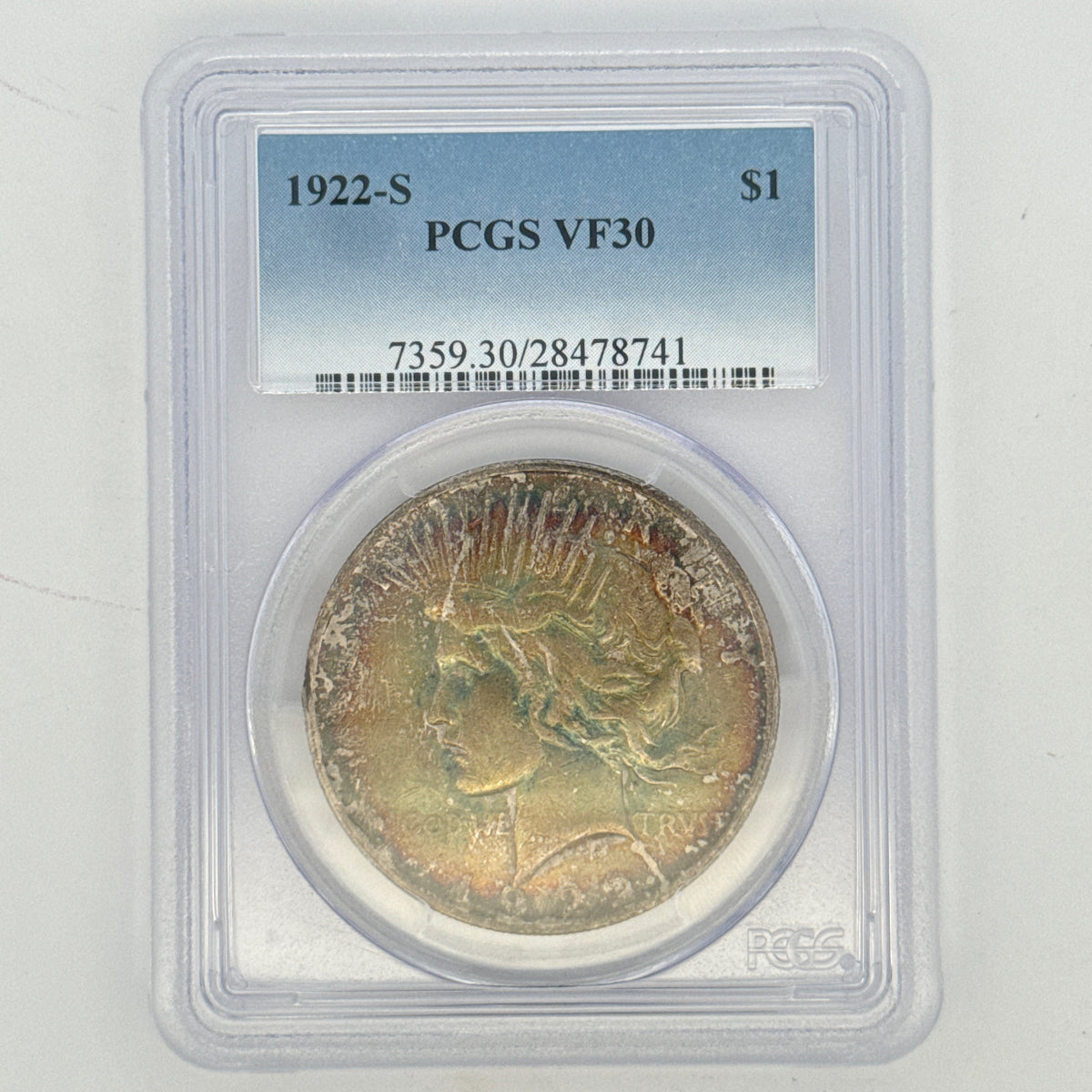 1922-S Peace Silver Dollar VF30 PCGS Graded