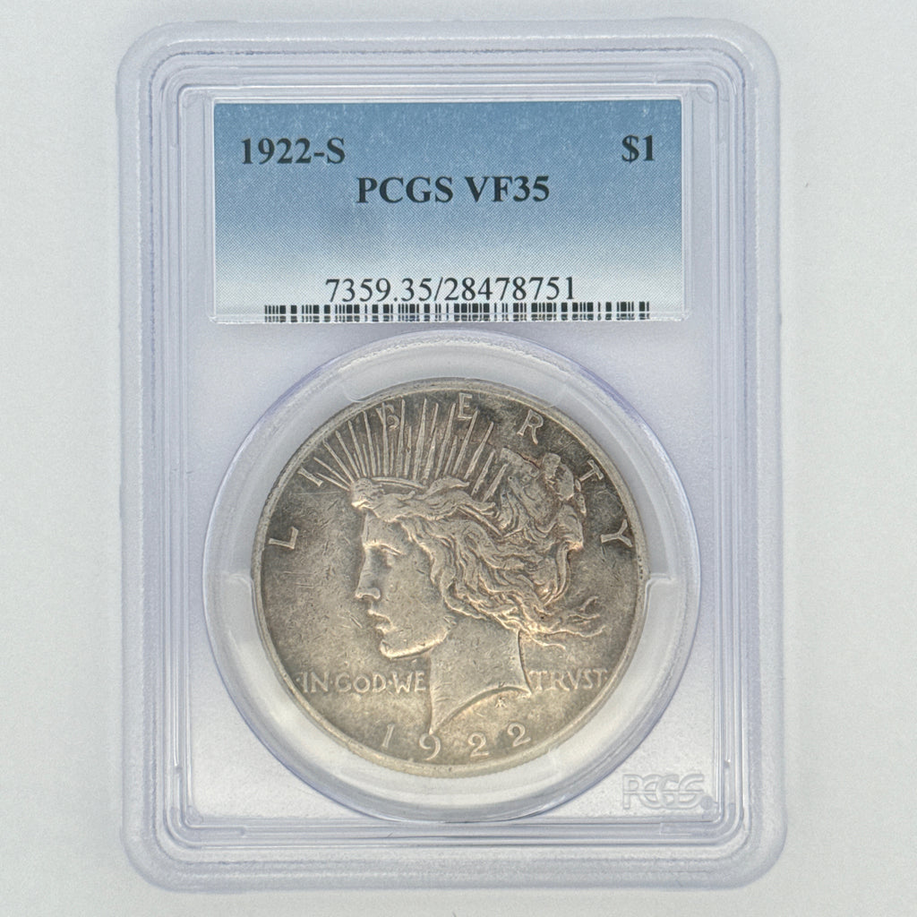 1922-S Peace Silver Dollar VF35 PCGS Graded