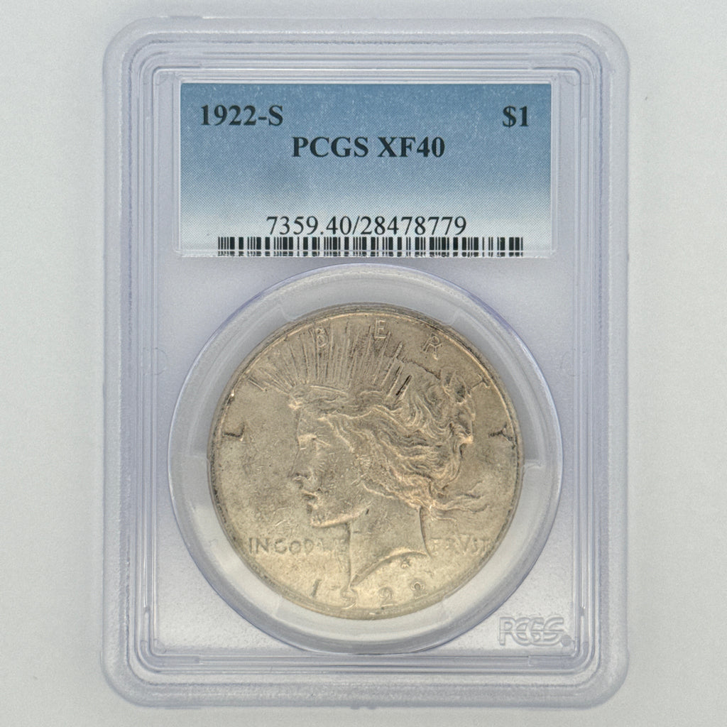 1922-S Peace Silver Dollar XF40 PCGS Graded