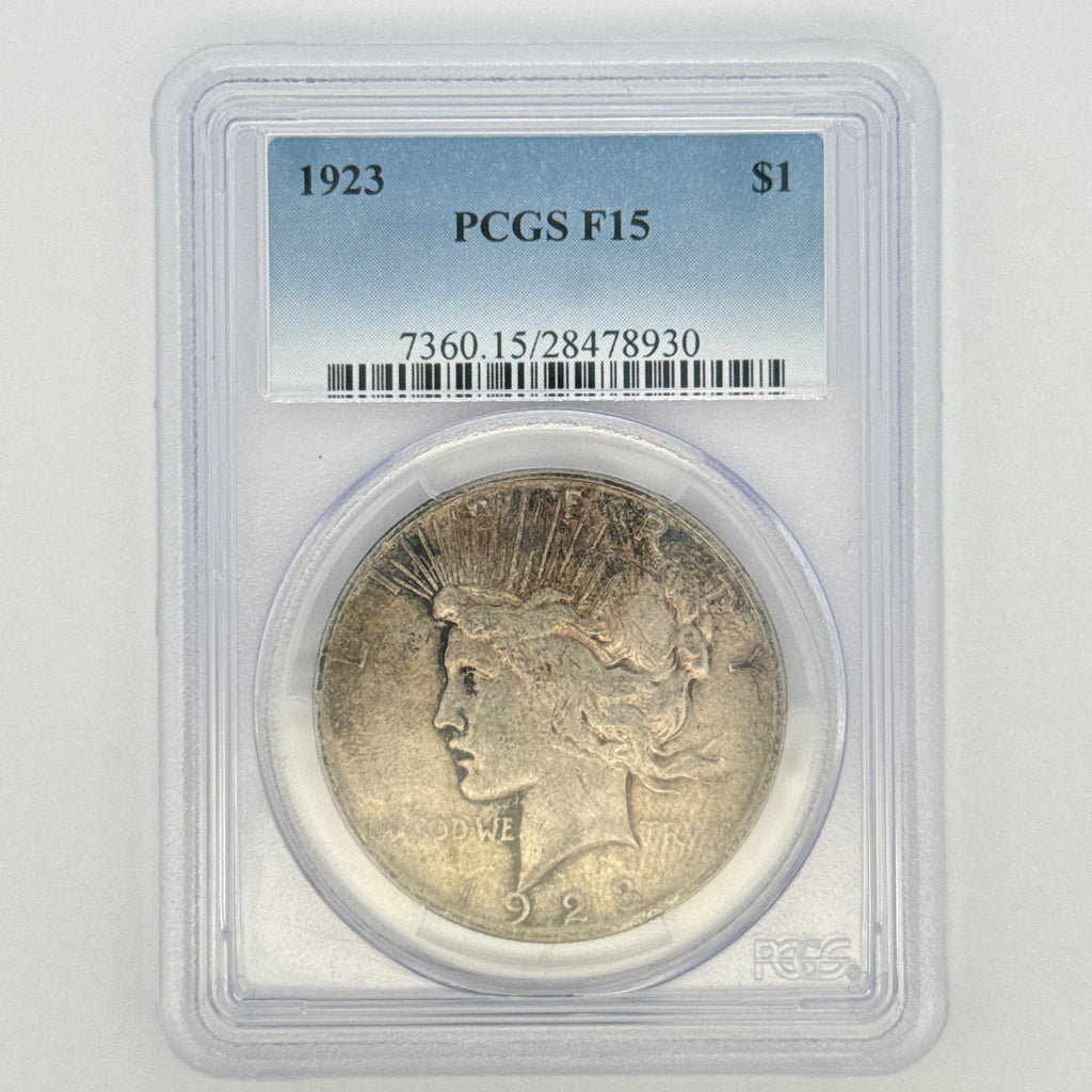 1923 Peace Silver Dollar F15 PCGS Graded