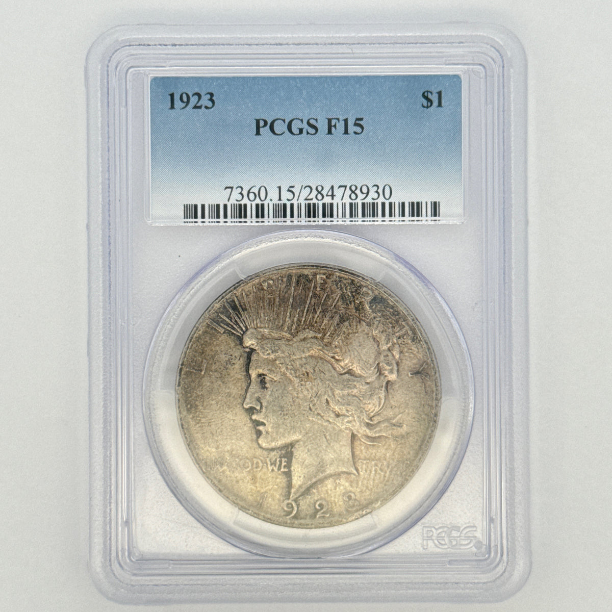 1923 Peace Silver Dollar F15 PCGS Graded