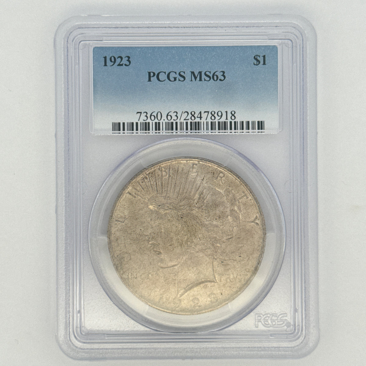 1923 Peace Silver Dollar MS63 PCGS Graded