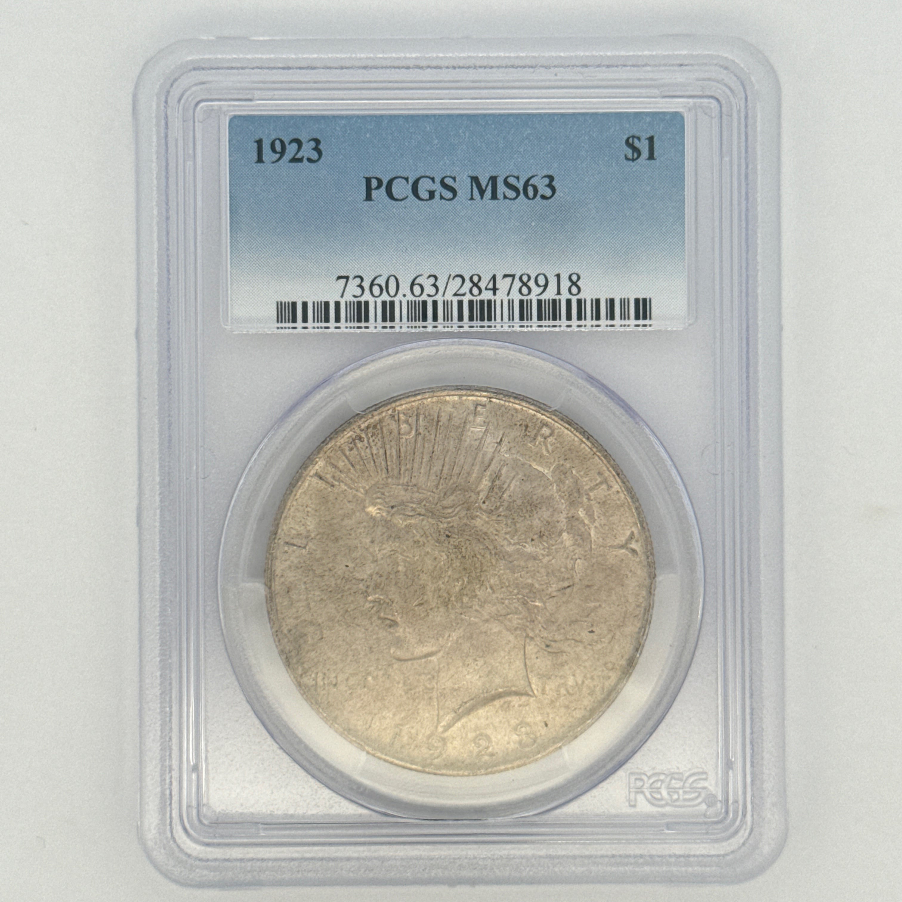 1923 Peace Silver Dollar MS63 PCGS Graded