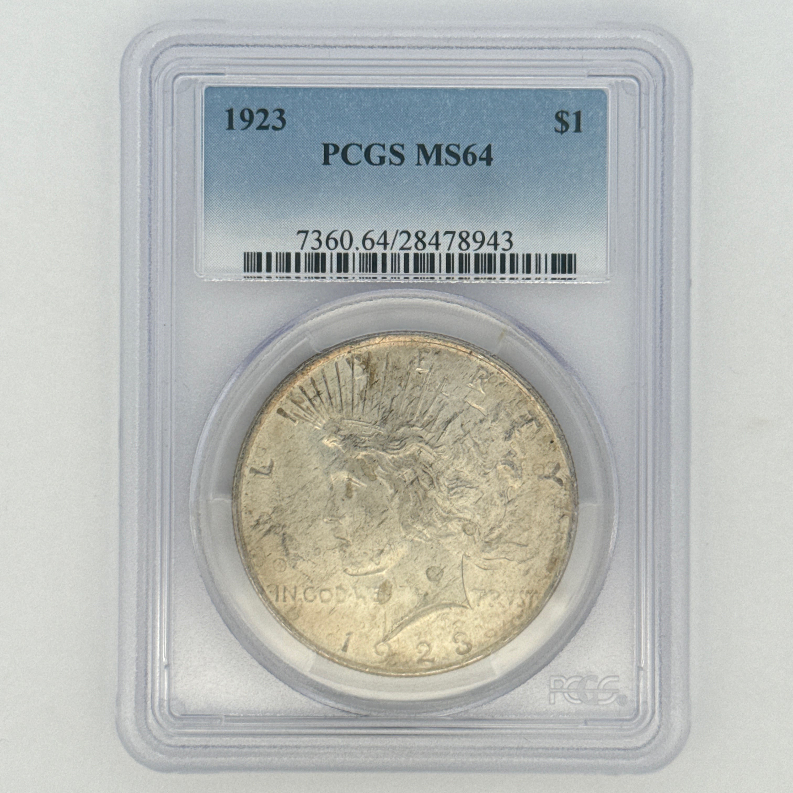 1923 Peace Silver Dollar MS64 PCGS Graded