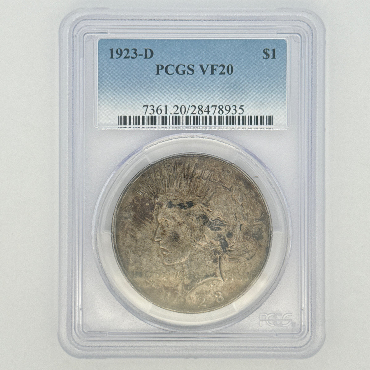 1923-D Peace Silver Dollar VF20 PCGS Graded
