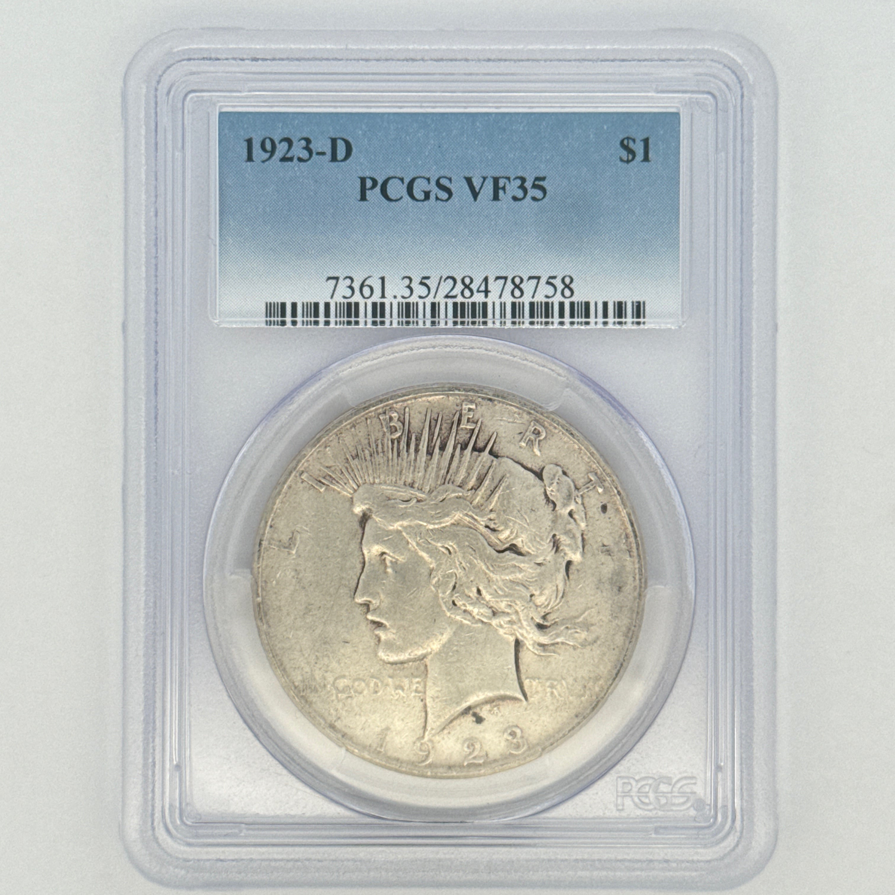 1923-D Peace Silver Dollar VF35 PCGS Graded