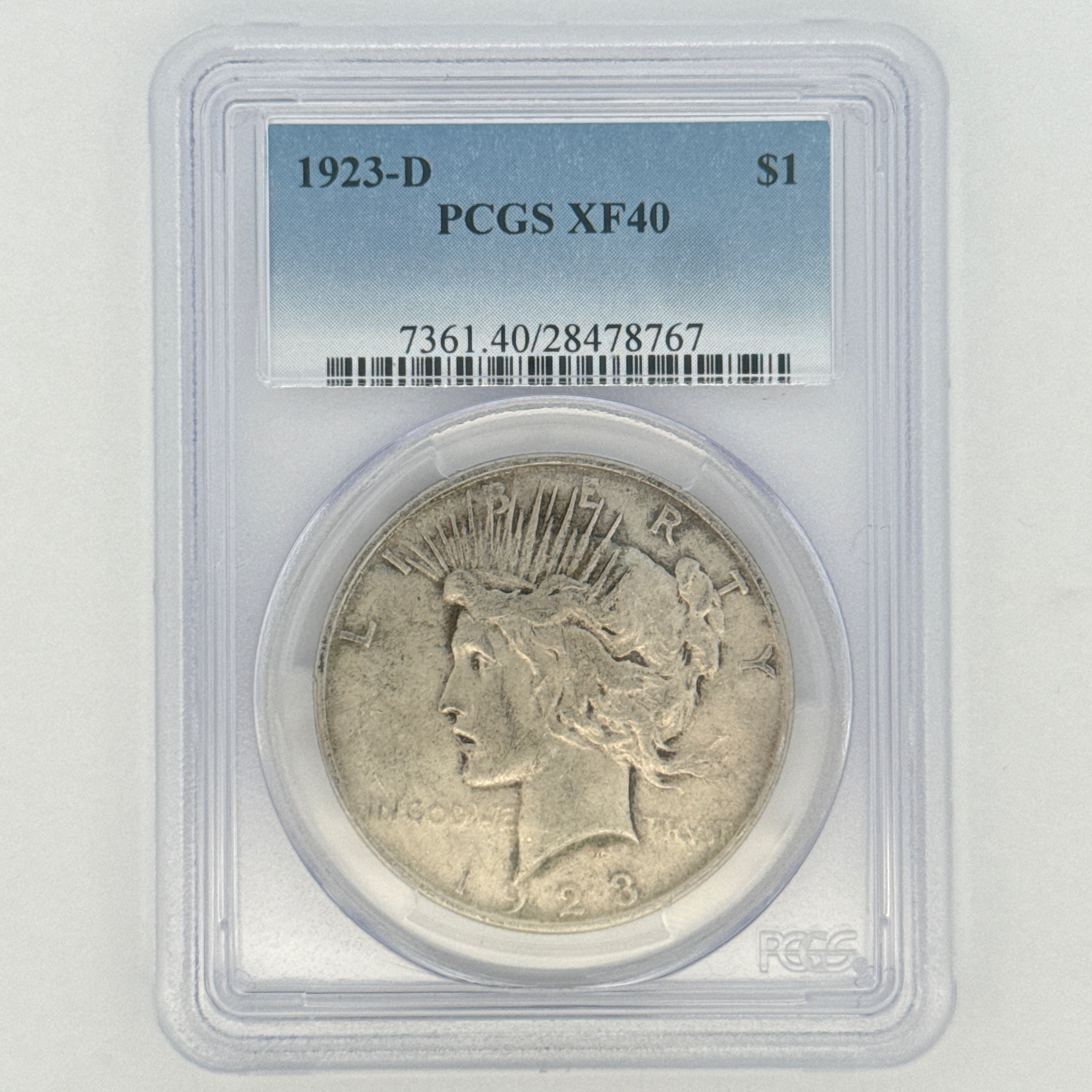 1923-D Peace Silver Dollar XF40 PCGS Graded