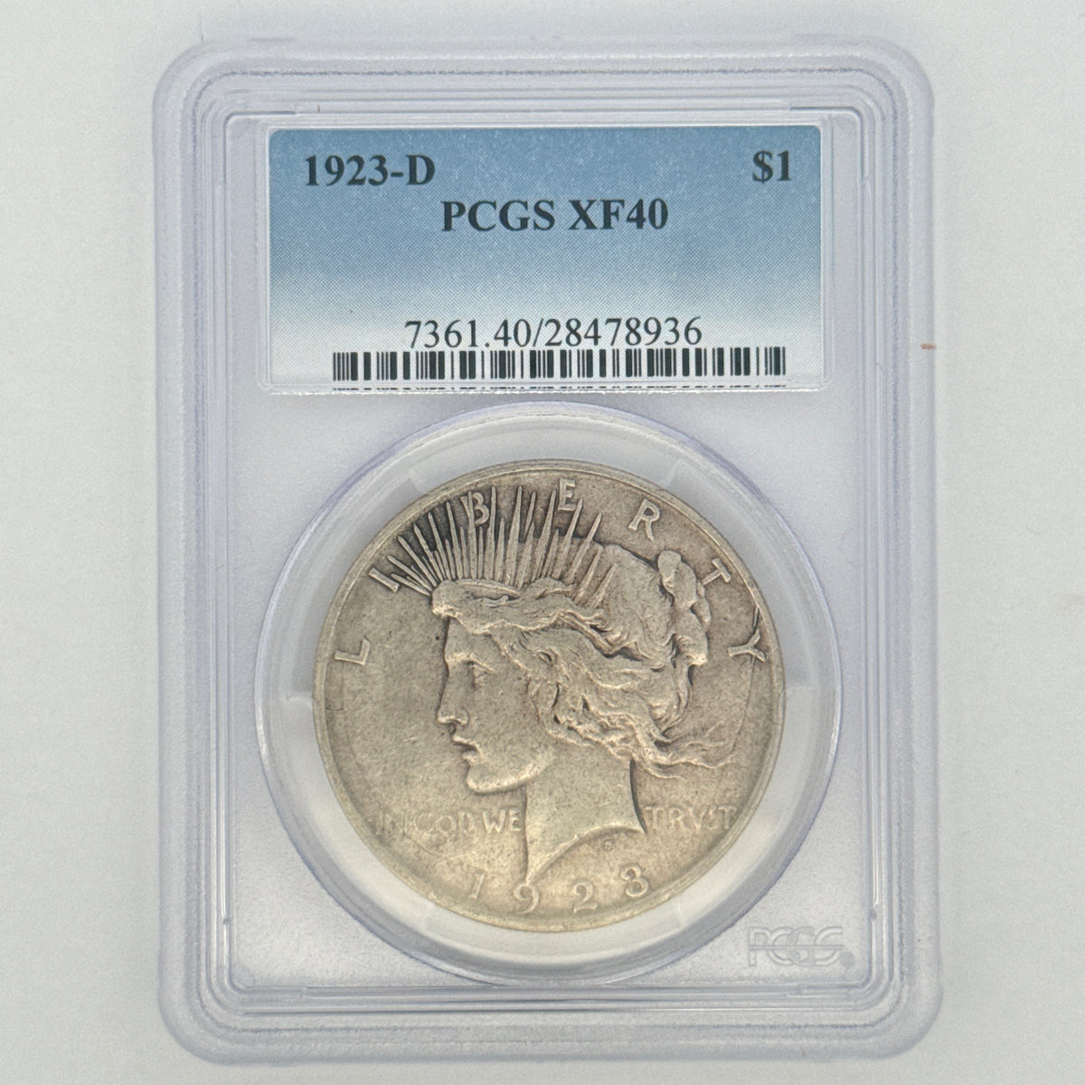 1923-D Peace Silver Dollar XF40 PCGS Graded