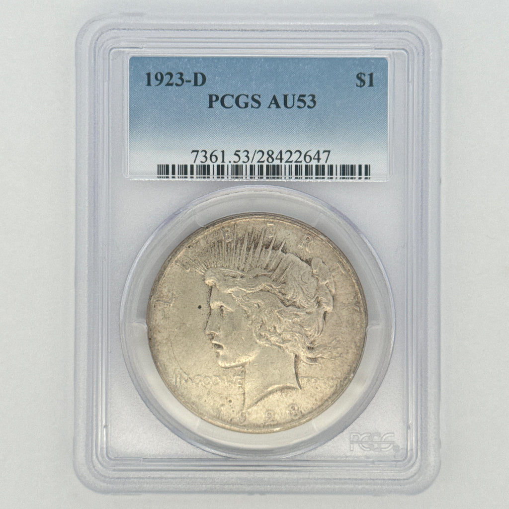 1923-D Peace Silver Dollar AU53 PCGS Graded
