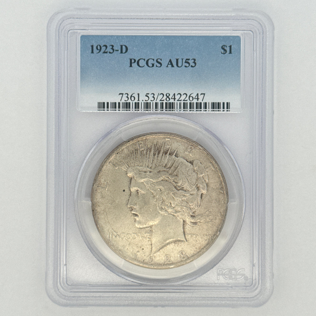 1923-D Peace Silver Dollar AU53 PCGS Graded