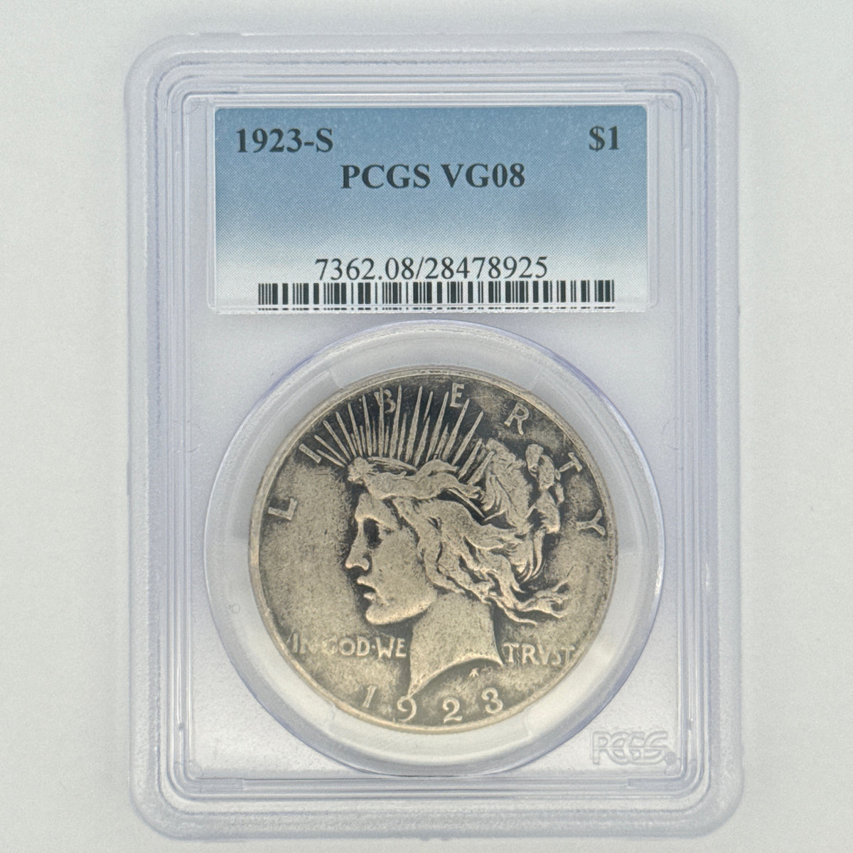 1923-S Peace Silver Dollar VG08 PCGS Graded
