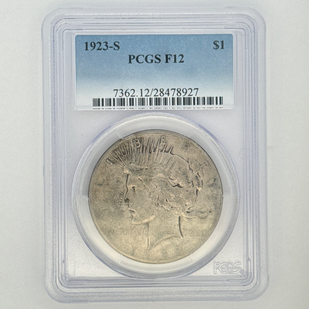 1923-S Peace Silver Dollar F12 PCGS Graded