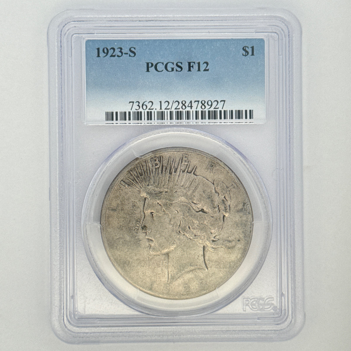 1923-S Peace Silver Dollar F12 PCGS Graded