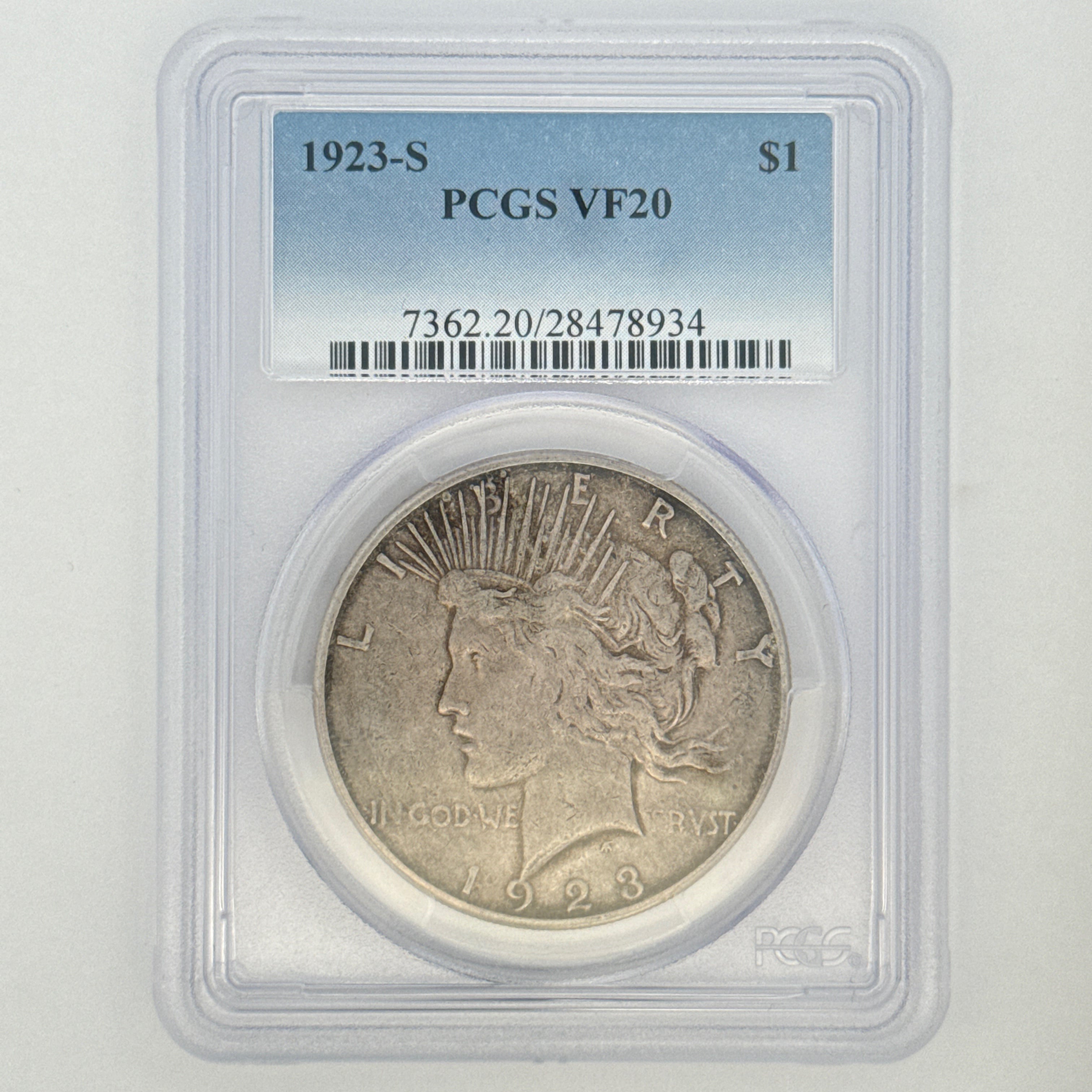 1923-S Peace Silver Dollar VF20 PCGS Graded