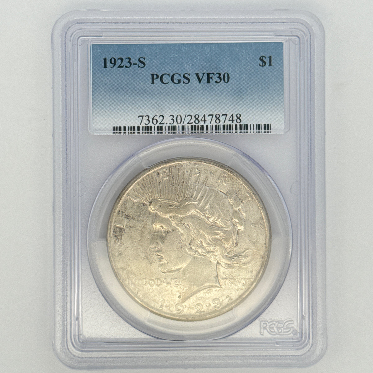 1923-S Peace Silver Dollar VF30 PCGS Graded
