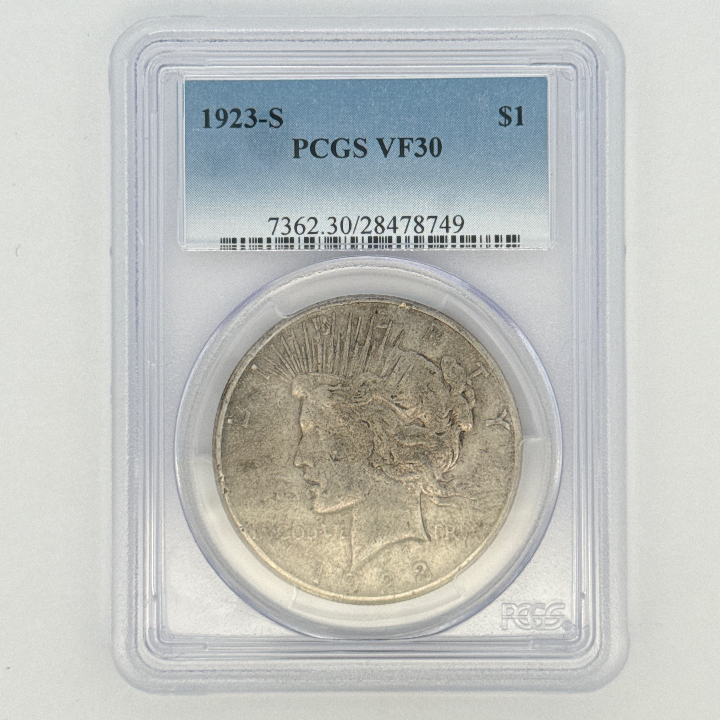 1923-S Peace Silver Dollar VF30 PCGS Graded