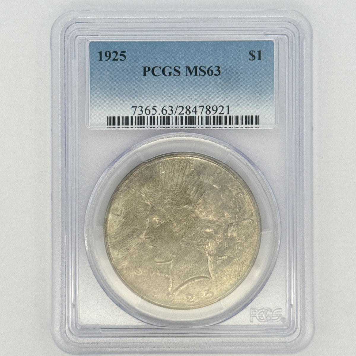 1925 Peace Silver Dollar MS63 PCGS Graded