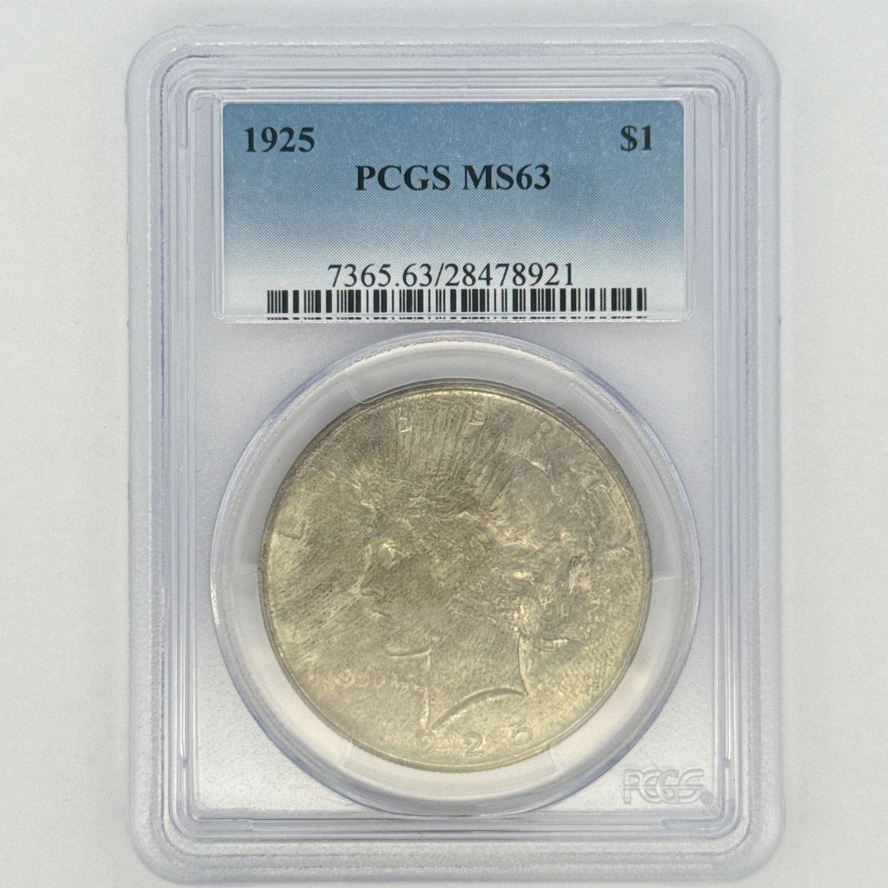 1925 Peace Silver Dollar MS63 PCGS Graded