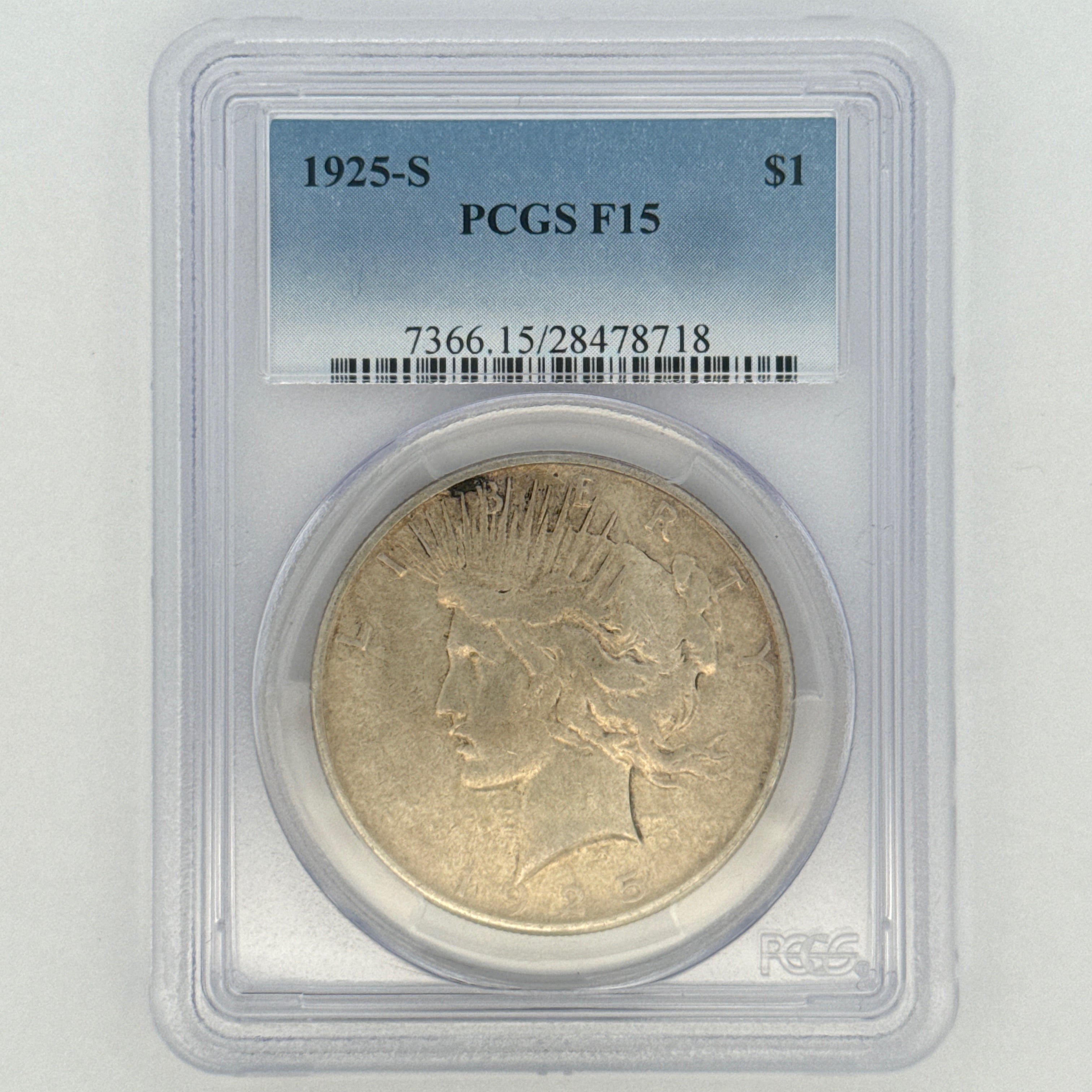1925-S Peace Silver Dollar F15 PCGS Graded