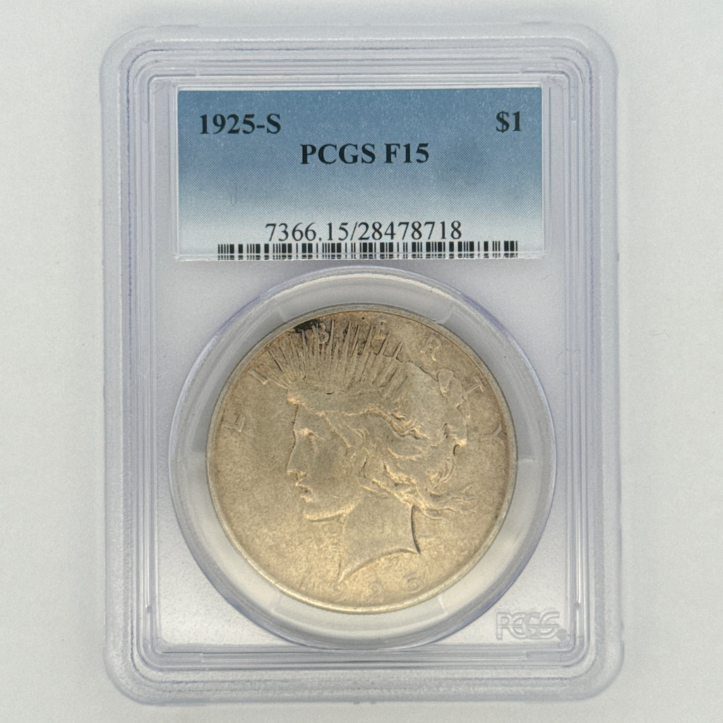 1925-S Peace Silver Dollar F15 PCGS Graded