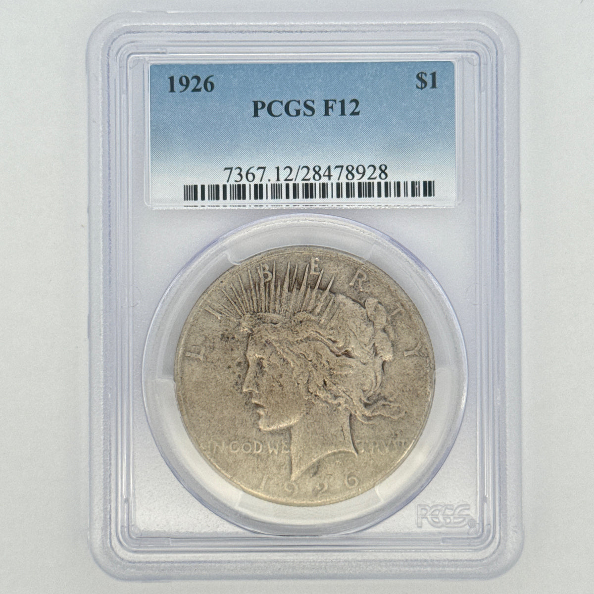 1926 Peace Silver Dollar F12 PCGS Graded