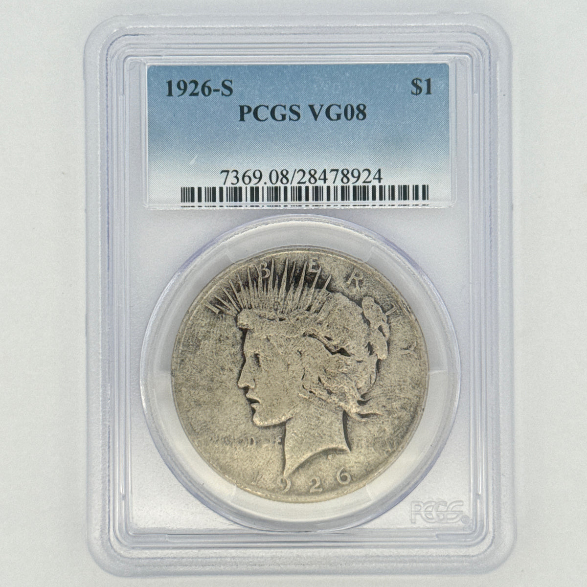 1926-S Peace Silver Dollar VG8 PCGS Graded