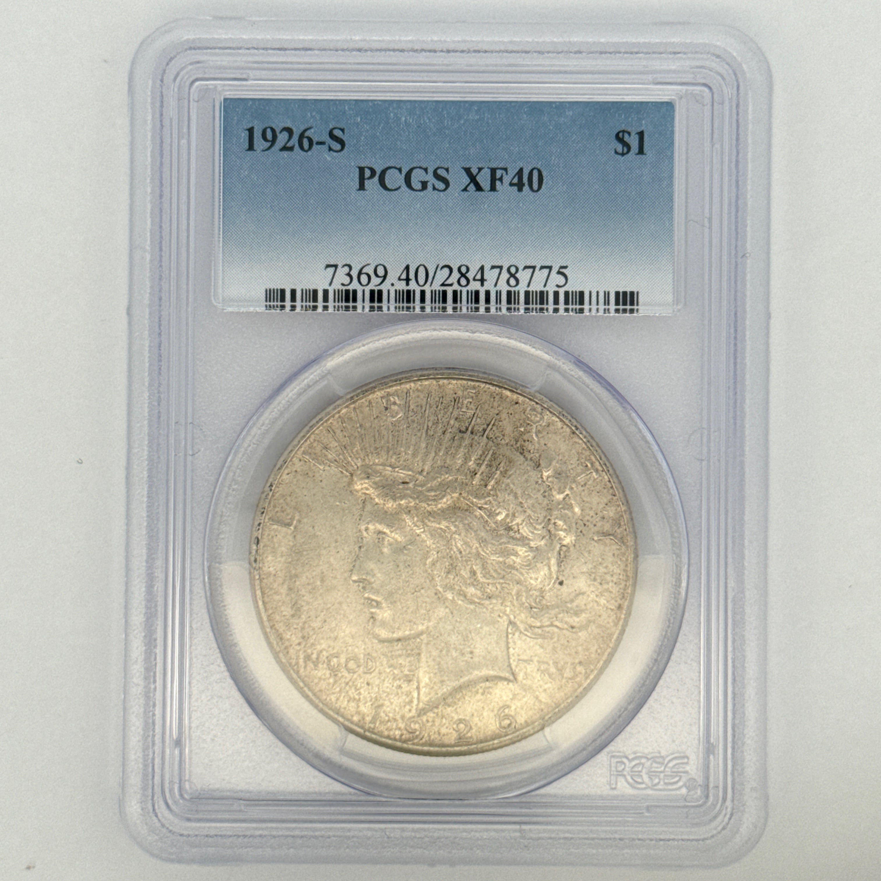 1926-S Peace Silver Dollar XF40 PCGS Graded
