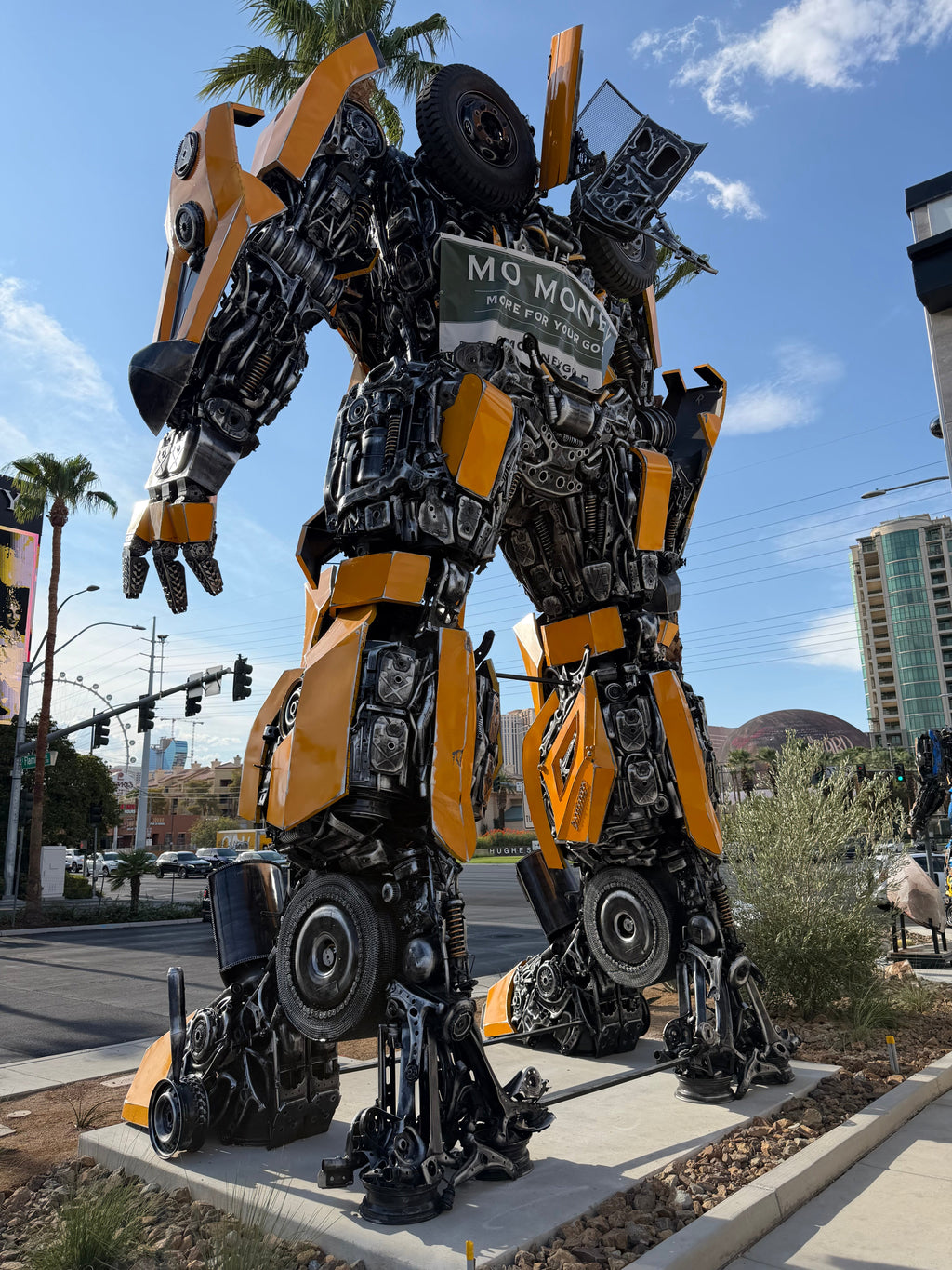 26.5 Feet Tall Bumblebee Inspired Recycled Metal Sculpture