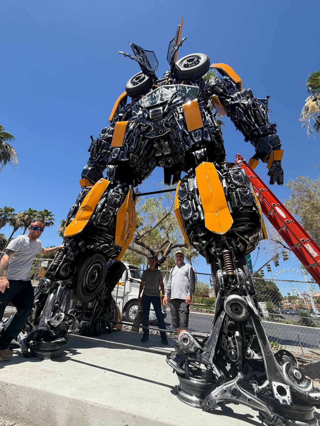 26.5 Feet Tall Bumblebee Inspired Recycled Metal Sculpture